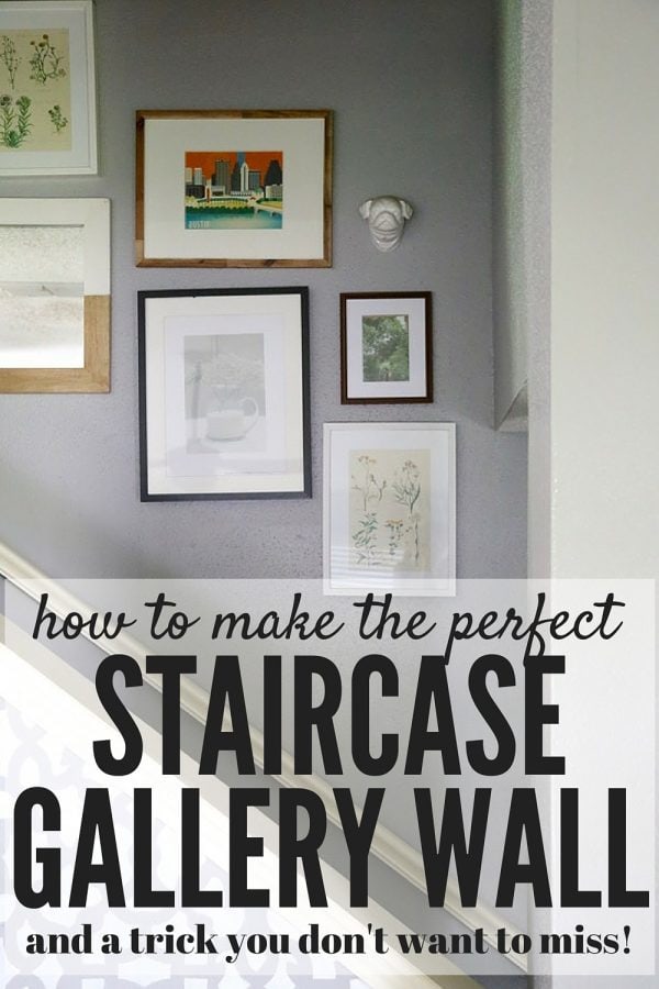 Want to know the secret to the perfect gallery wall every time? This post will tell you exactly how to achieve an awesome staircase gallery wall, and it has a trick to make hanging anything much easier!