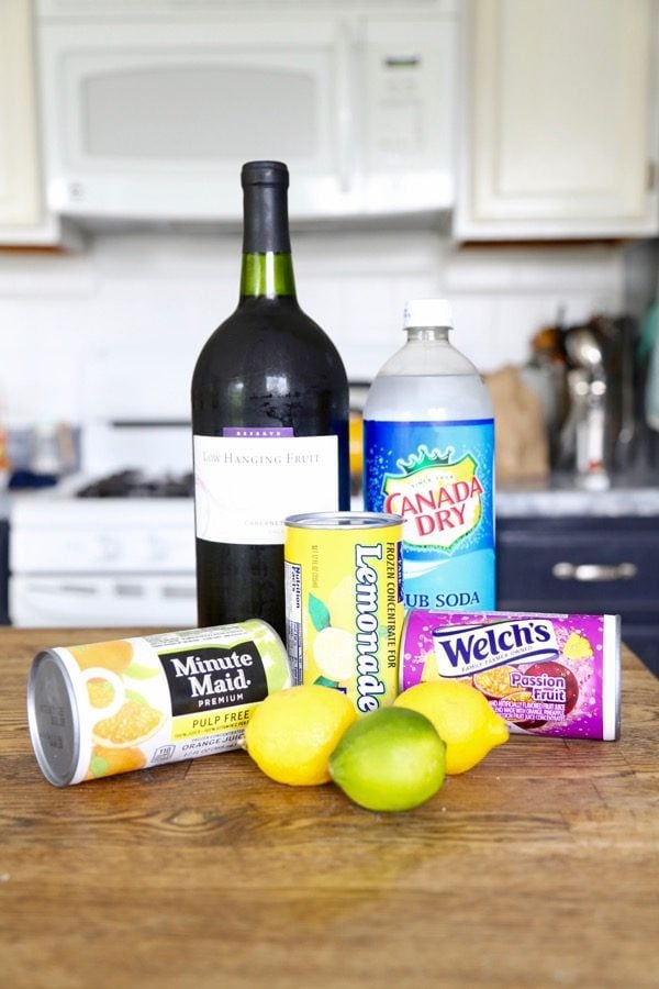collection of ingredients for homemade sangria