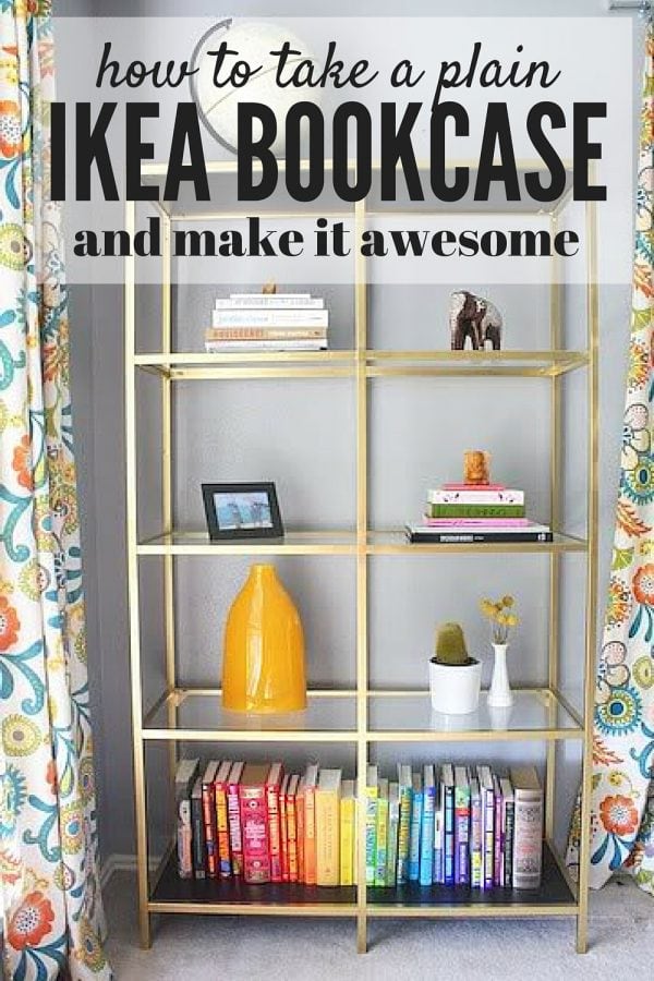 How to take a plain ol' IKEA VITTSJO bookcase and turn it into something spectacular with a little bit of gold paint! 