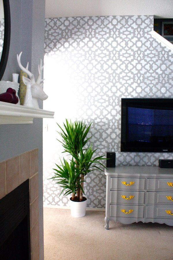 stenciled accent wall