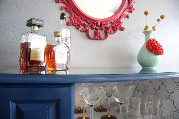 DIY thrifted bar cart