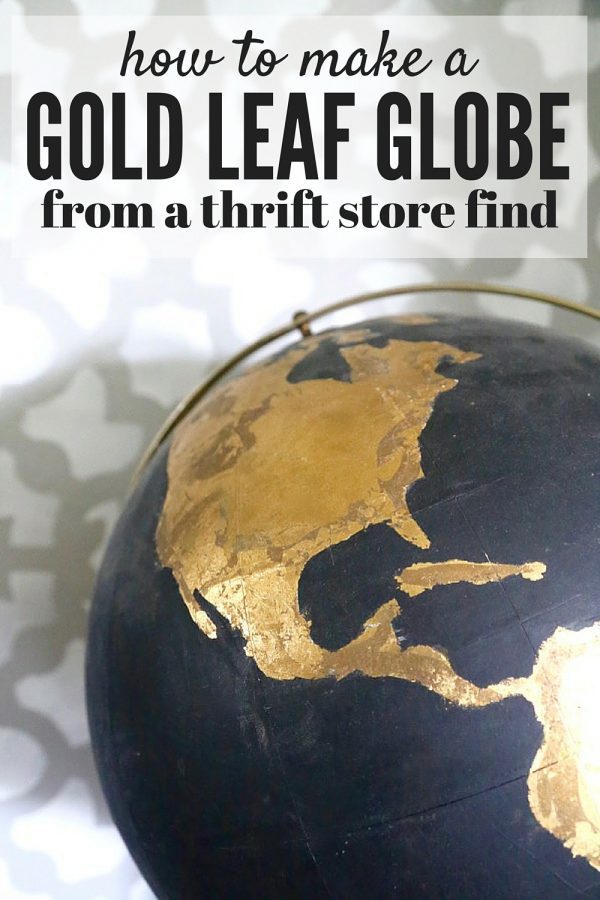 How to take an ugly thrift store globe and turn it into something amazing! This black and gold globe is made with craft paint and gold leaf, and you won't believe how gorgeous it turned out! 