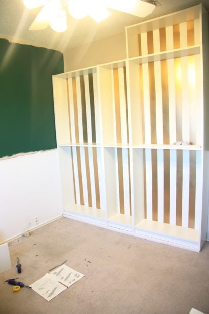 installing Billy bookcases built in