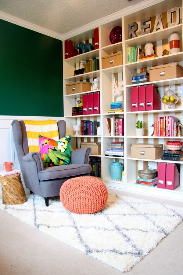 This reading room is so gorgeous! I would have never guessed those bookcases are from IKEA, and the colors are incredible. This is a post you don't want to miss!