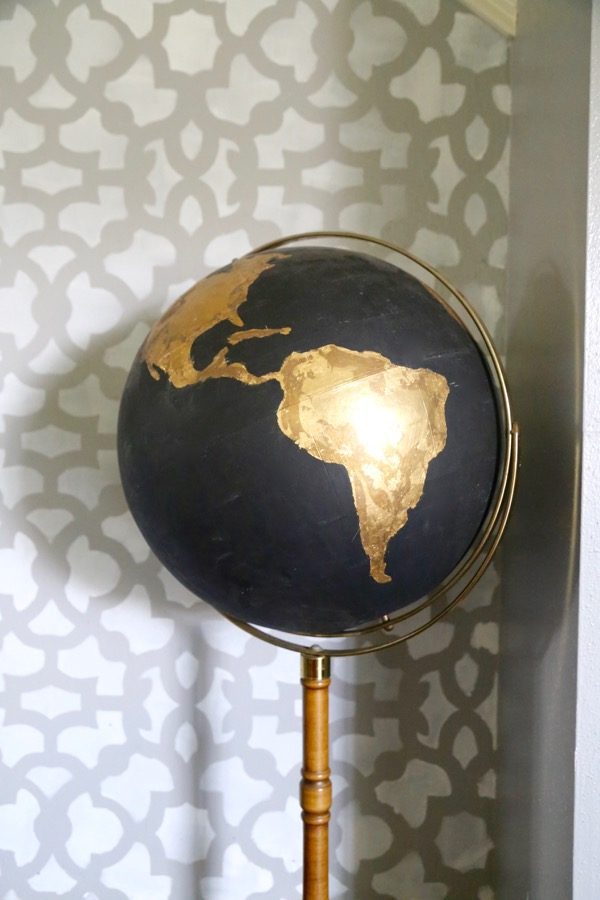 A DIY globe project - a cute black globe with gold accents