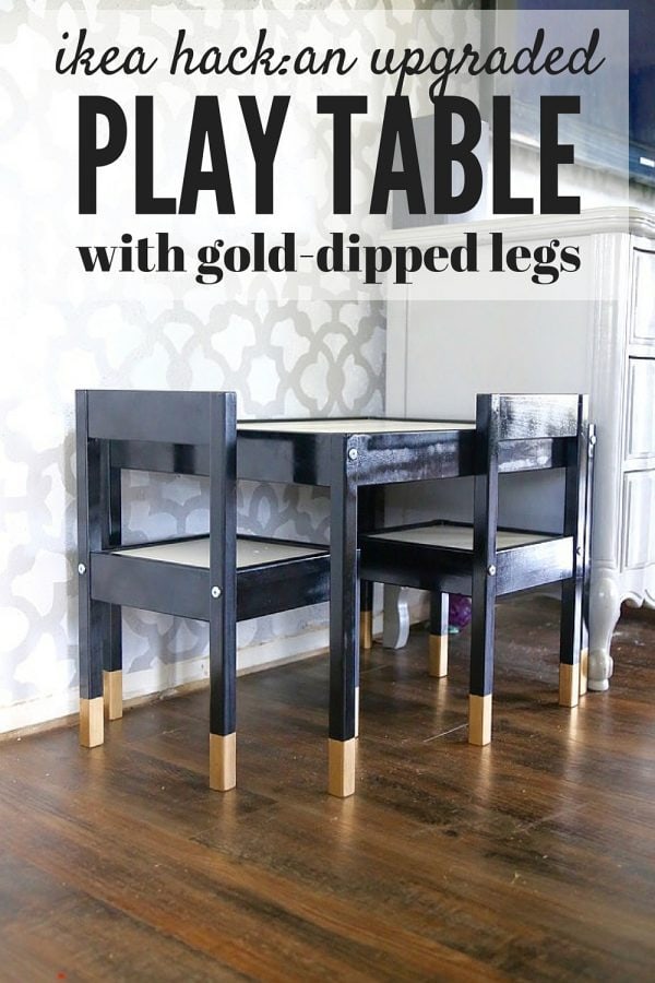 an IKEA play table that has been painted black