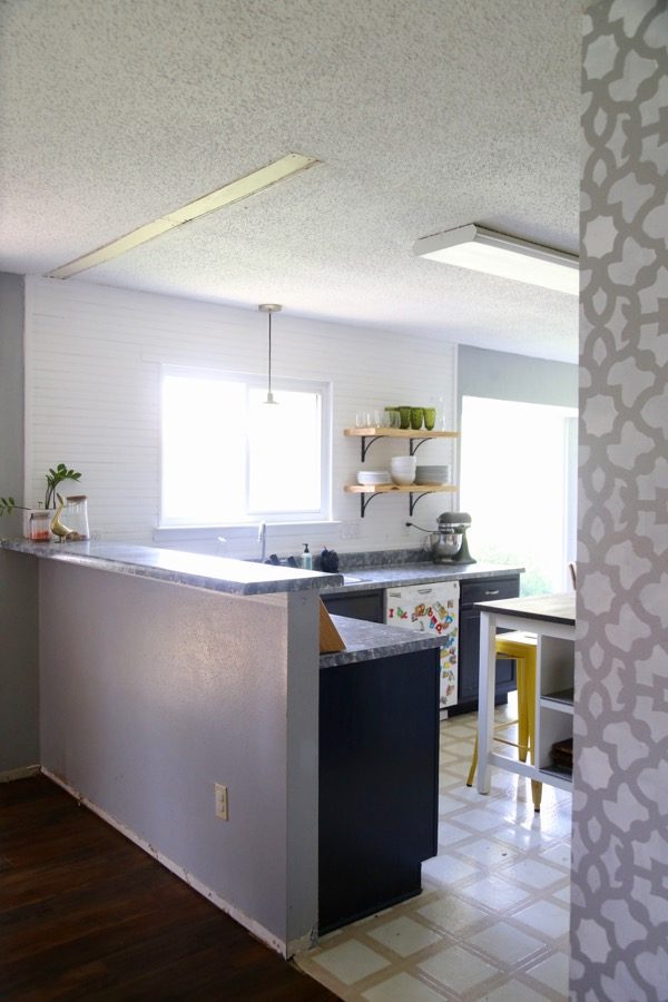 wide view of kitchen with lots of DIY touches