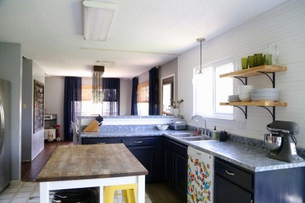 Gorgeous DIY open shelving in the kitchen