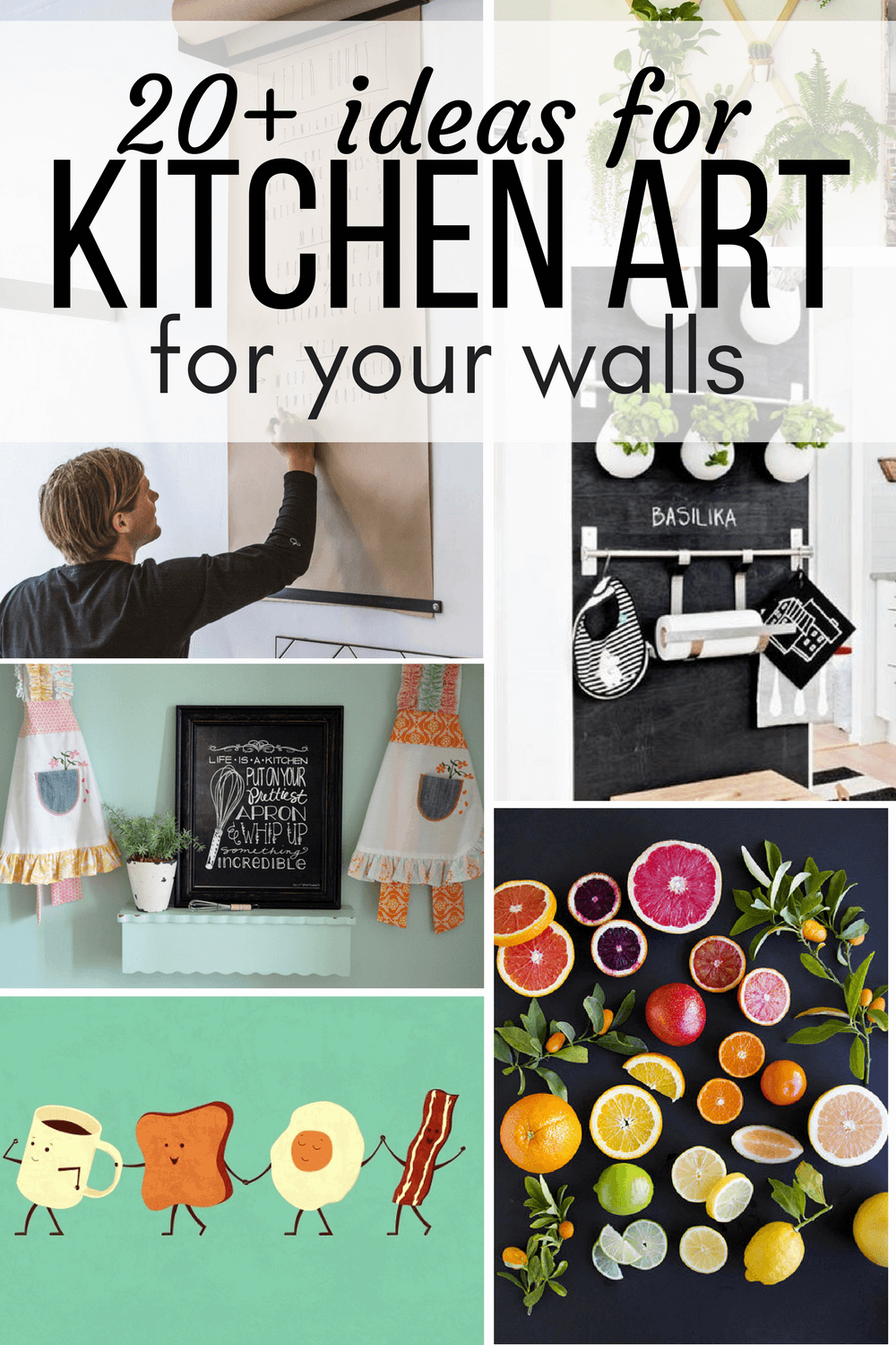 Collage of kitchen art ideas