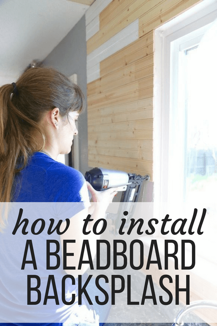 Installing DIY beadboard backsplash in the kitchen