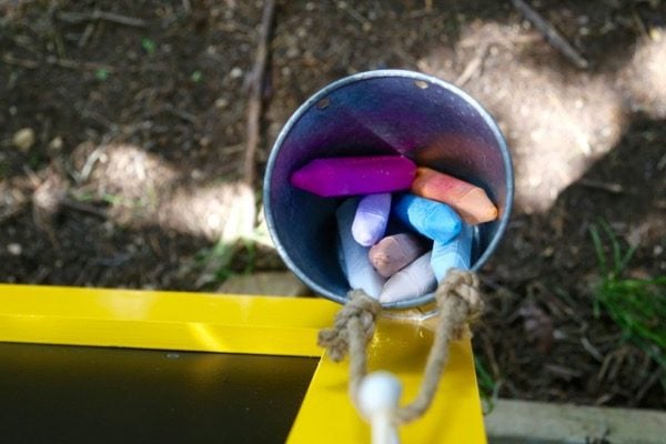 bucket holding chalk