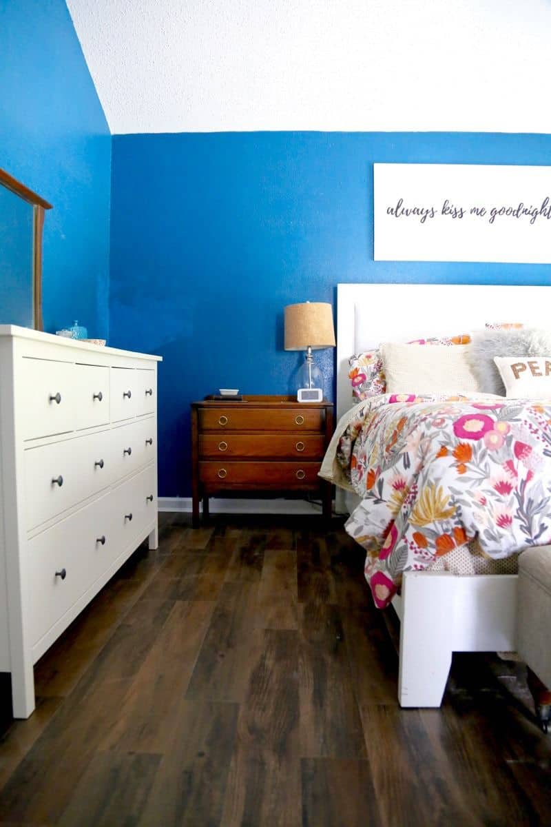 Vinyl plank flooring in the master bedroom