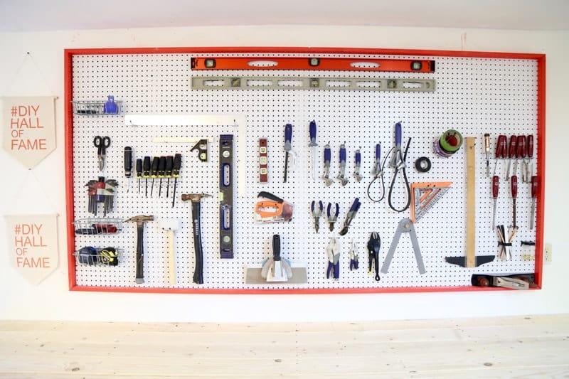 pegboard wall in workshop