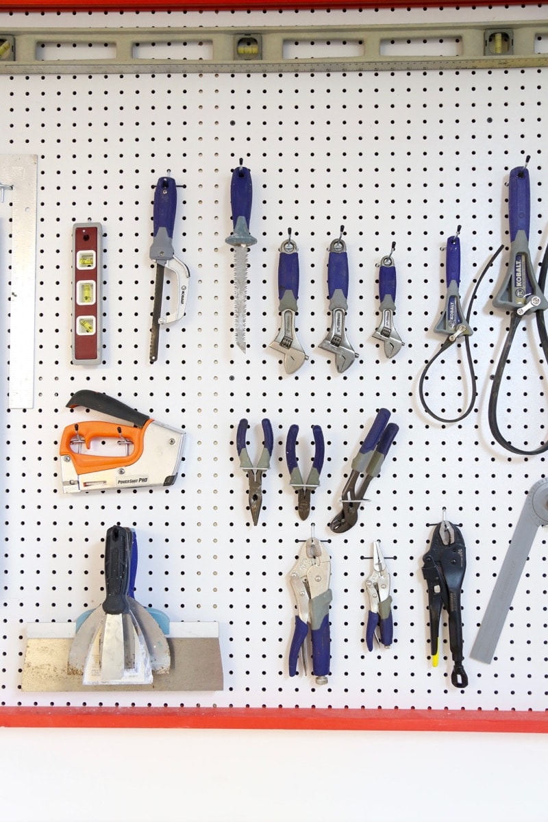 tools on giant pegboard wall