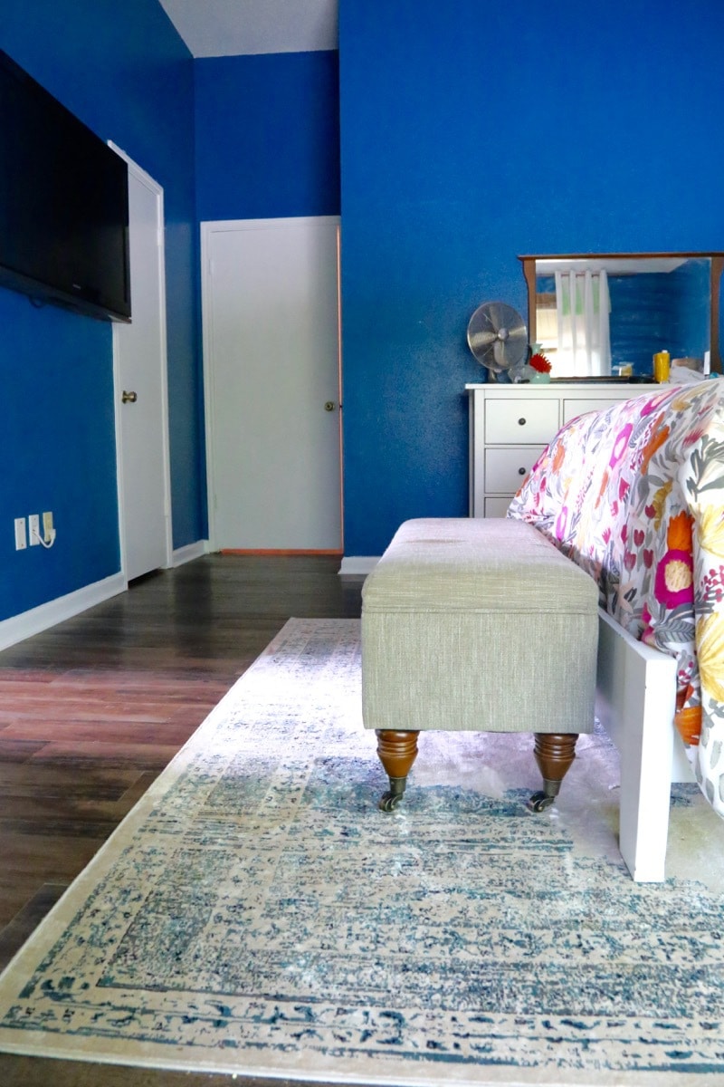 This rug is so gorgeous! It's the Beaumont Medallion rug from Rugs USA, and it layers perfectly into this room. It's great for a room with a lot of pattern/color and it's SO soft underfoot!
