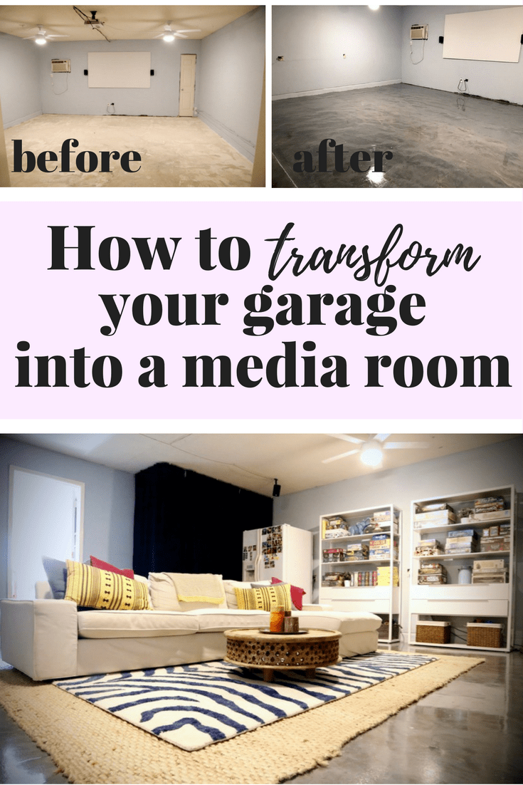 This is awesome! You can turn your garage into a super relaxing media room - it's not that hard! And the flooring in here is such a unique solution for upgrading concrete floors on your own! 