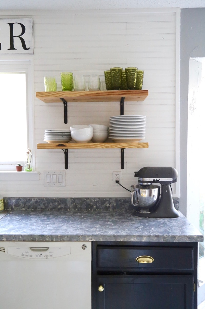 kitchen with gold cabinet hardware