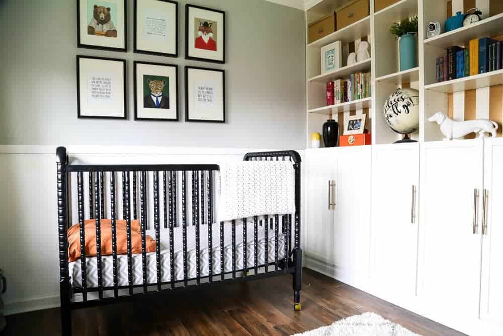 This gender-neutral nursery has a ton of great ideas for simple decor that will last through the toddler years. There's tons of storage for easy organization, and it has a very modern and sophisticated feel! Love it! 