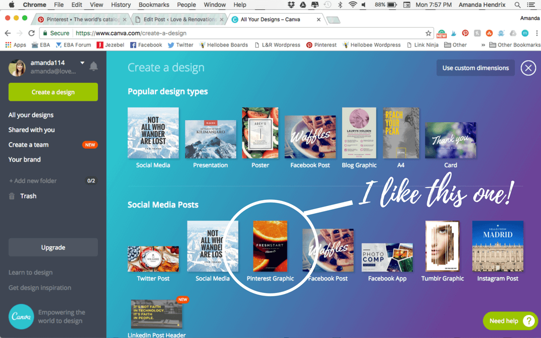 using Canva to create a mood board