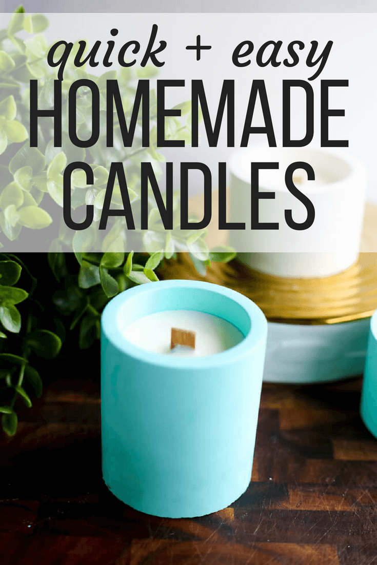 Homemade candles with text overlay - "Quick & easy homemade candles" 