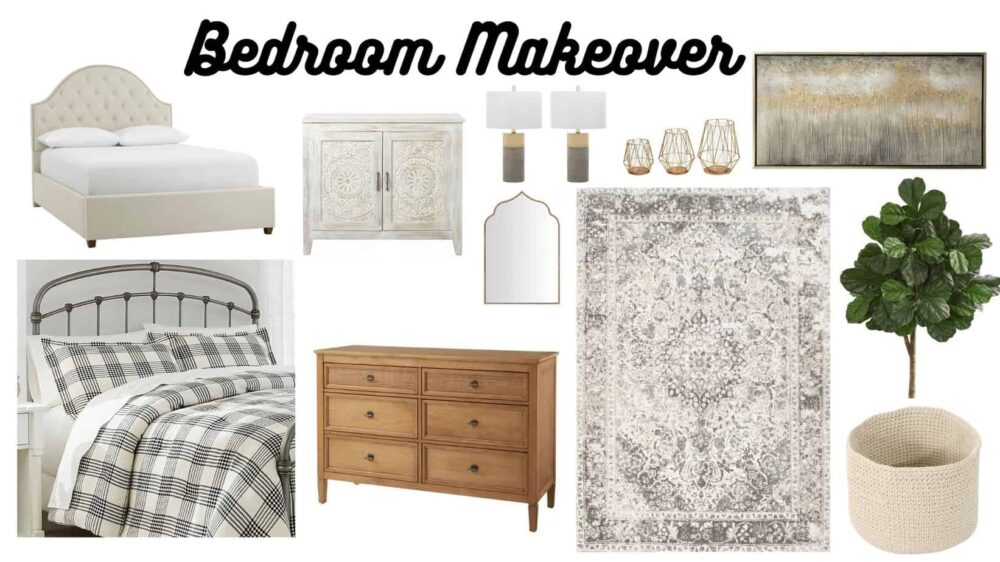 mood board for a bedroom makeover