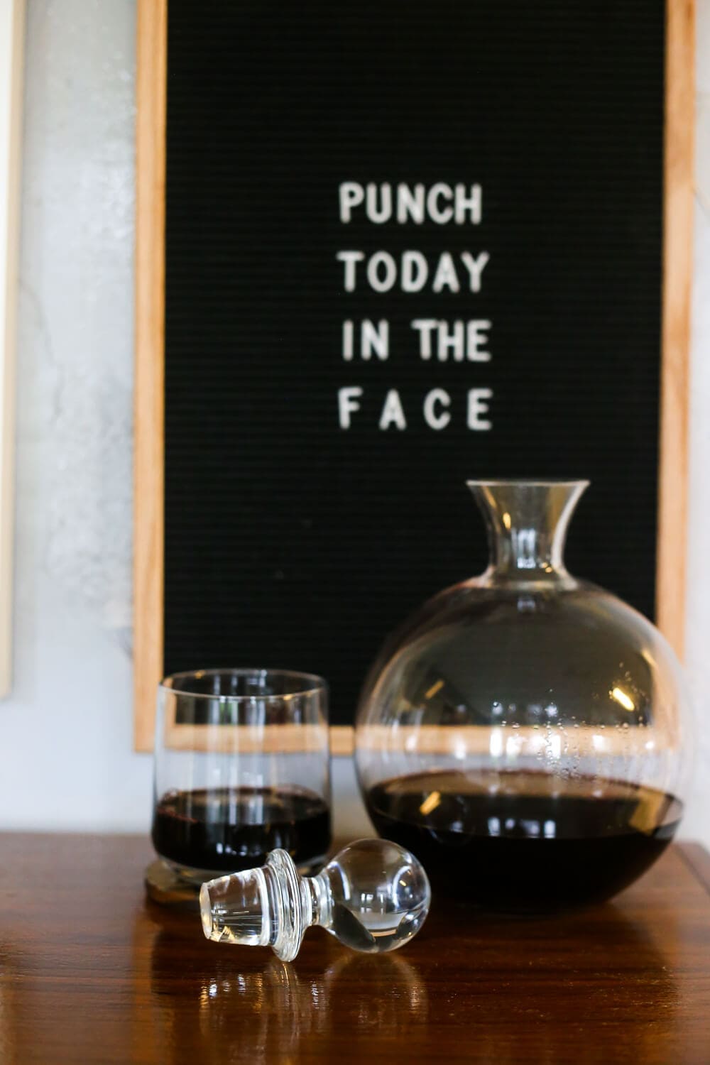 Gorgeous gallery wall inspiration, ideas for what to hang above your bar cart, felt letter board inspiration