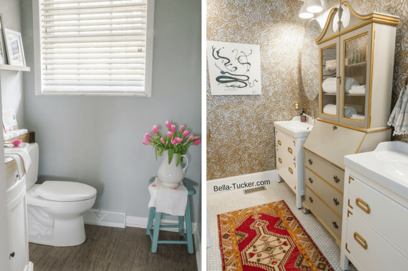 Easy, affordable, DIY powder room makeovers. Great ideas for half bath renovations on a budget! 