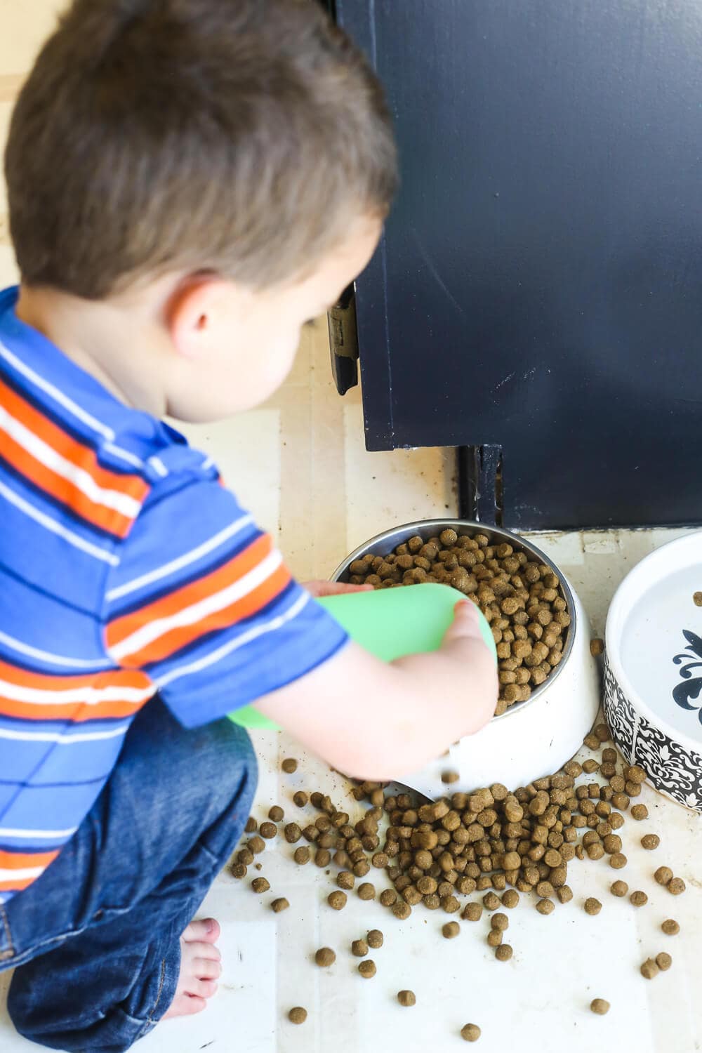 Tips, tricks, and ideas for getting your toddler or preschooler to help around the house. Ideas for chores that young children can do! 