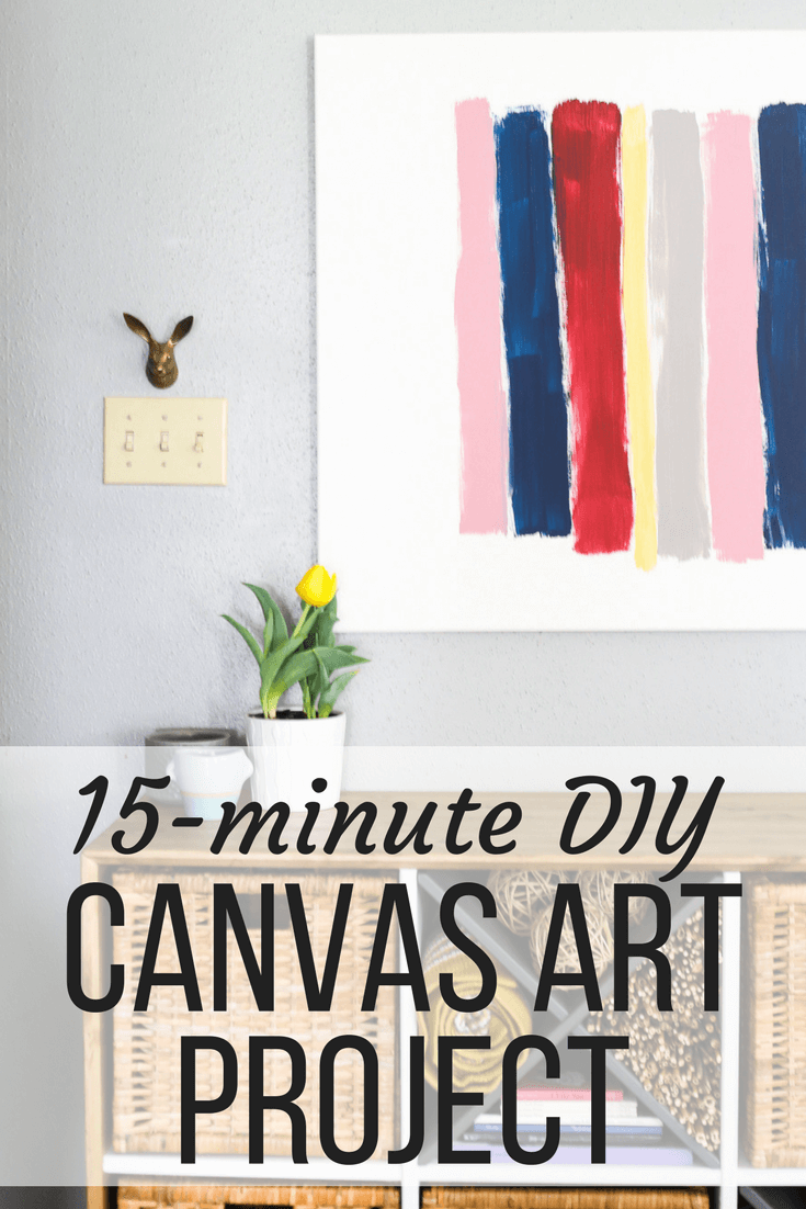 DIY canvas brush stroke art with text overlay - "15-minute DIY canvas art project"