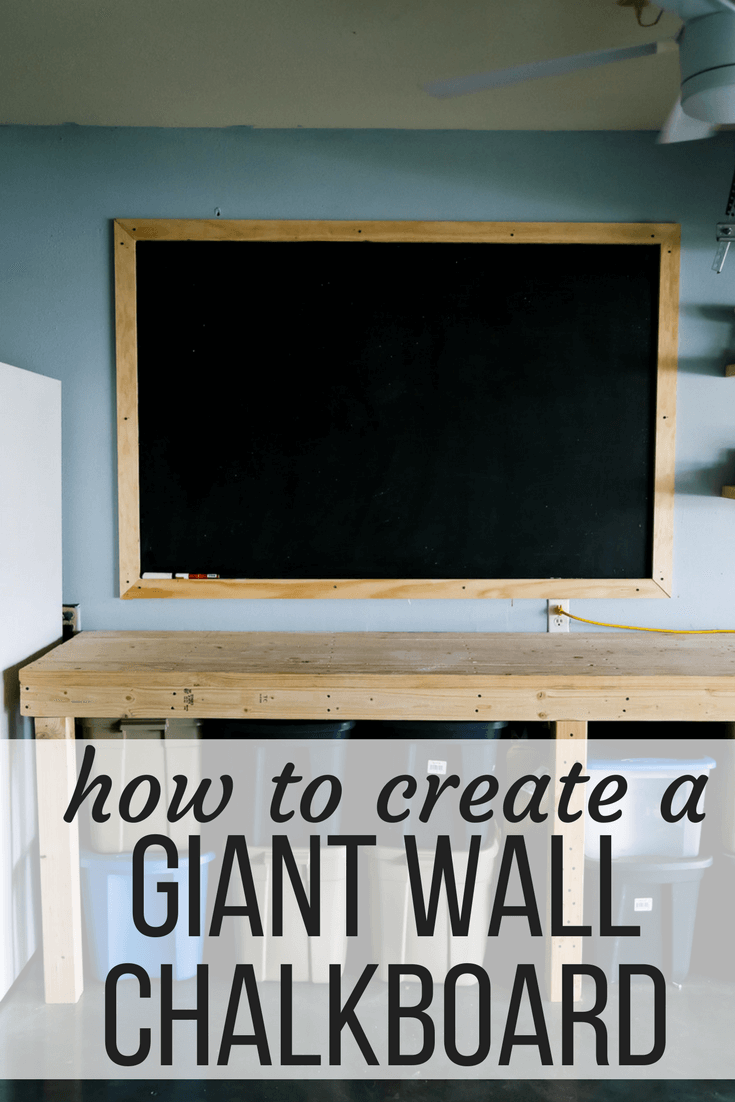 After photo of a large chalkboard with text overlay "how to create a giant wall chalkboard"