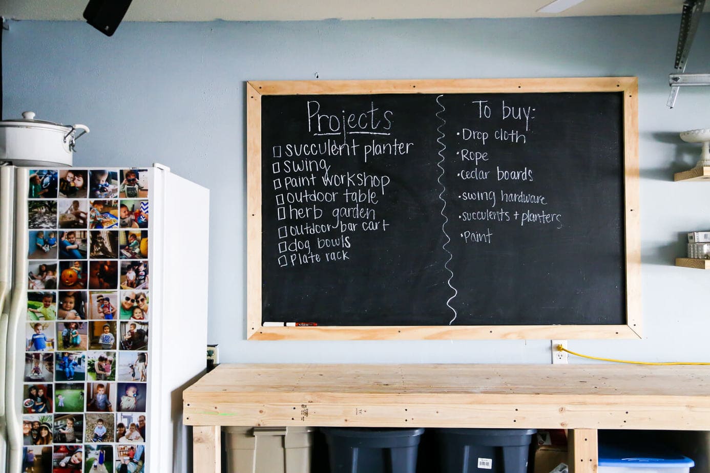 Ideas for how to organize your garage and turn it into a space where you can work on projects, build, and store whatever you need - and keep it looking nice, too! 