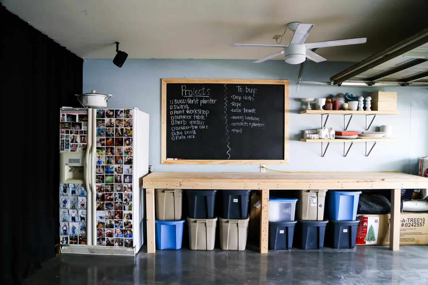 Ideas for how to organize your garage and turn it into a space where you can work on projects, build, and store whatever you need - and keep it looking nice, too! 