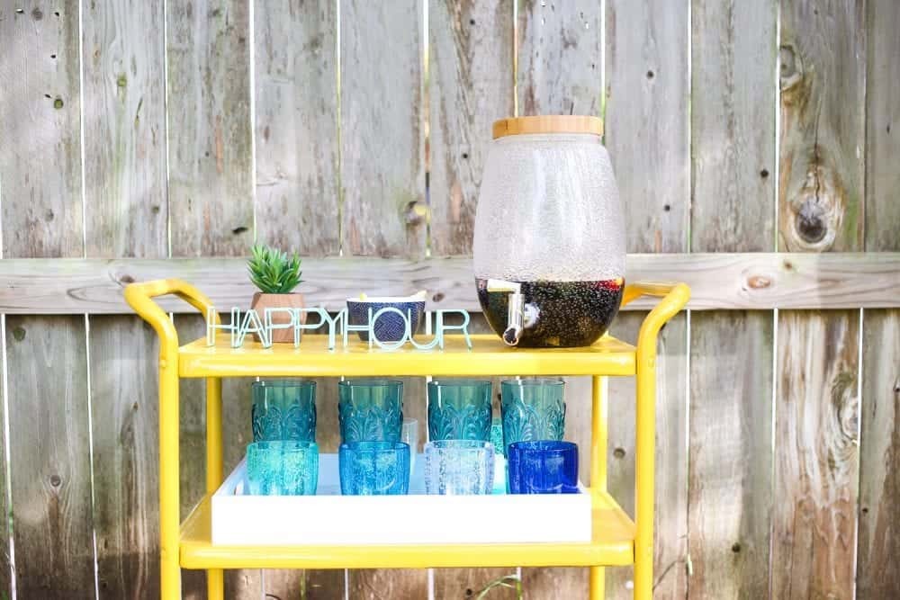 yellow outdoor bar cart