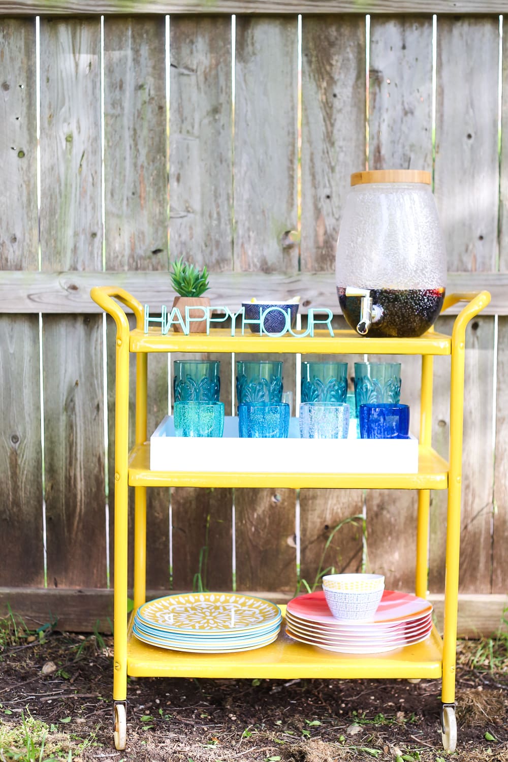 Gorgeous DIY backyard bar cart