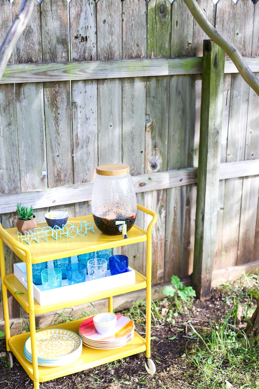 A beautiful backyard bar cart makeover