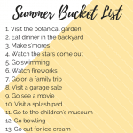 A kid and toddler-friendly summer bucket list with fun ideas for activities to do as a family with your kids this summer.