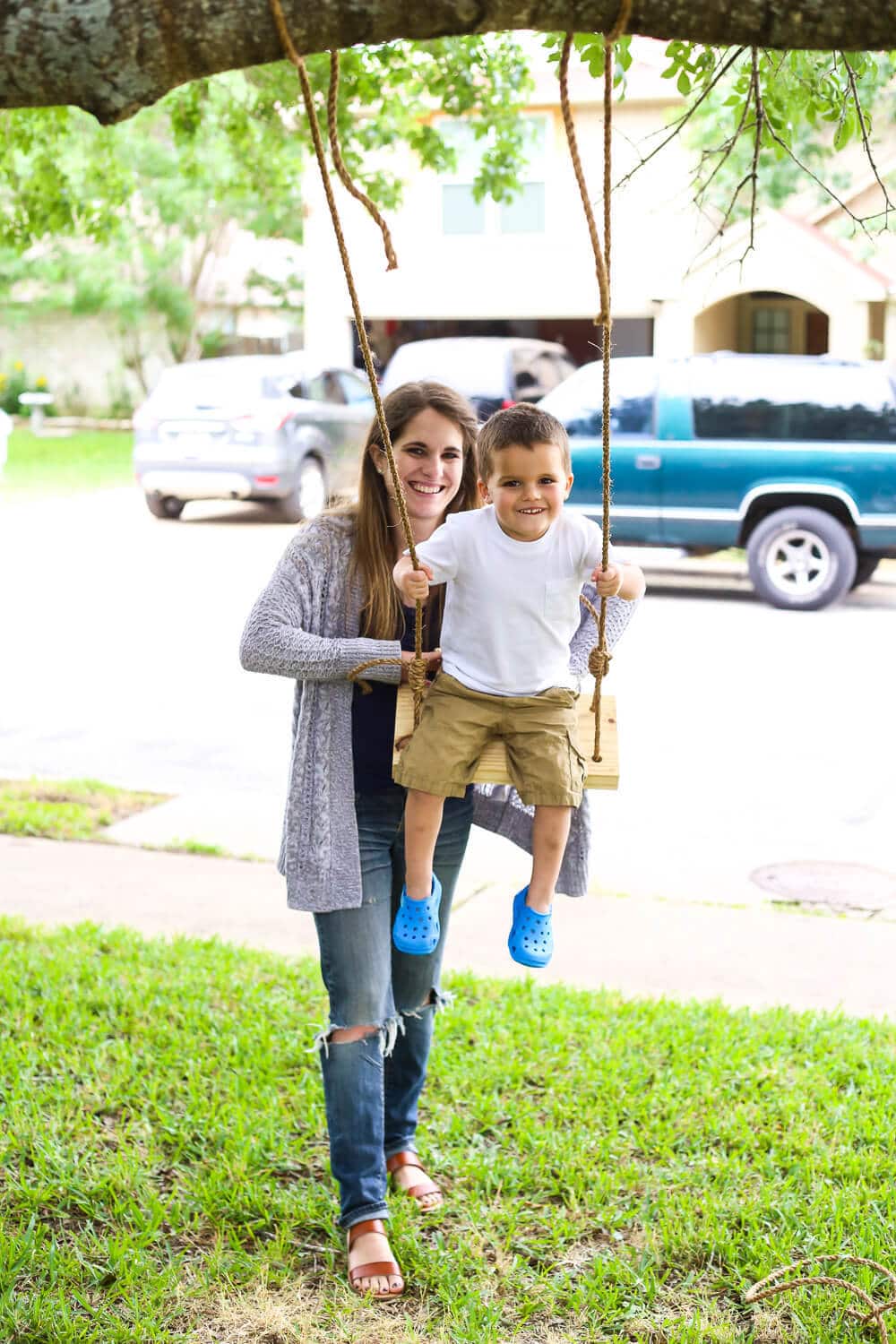 wooden tree swing for kids