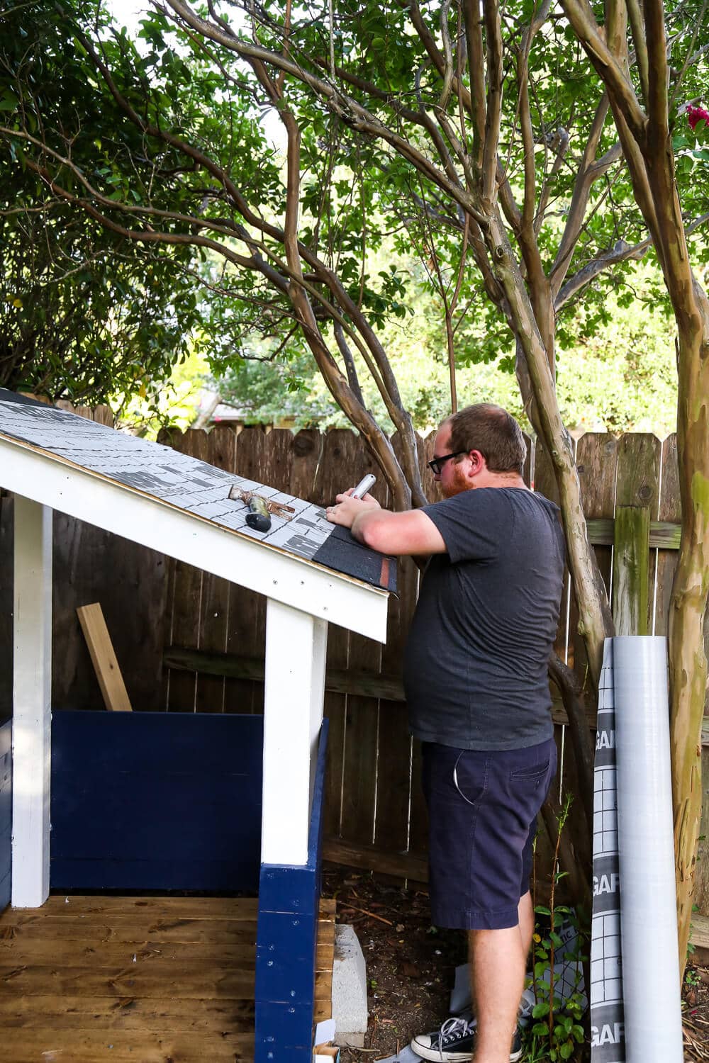 installing shingles on playhouse roof
