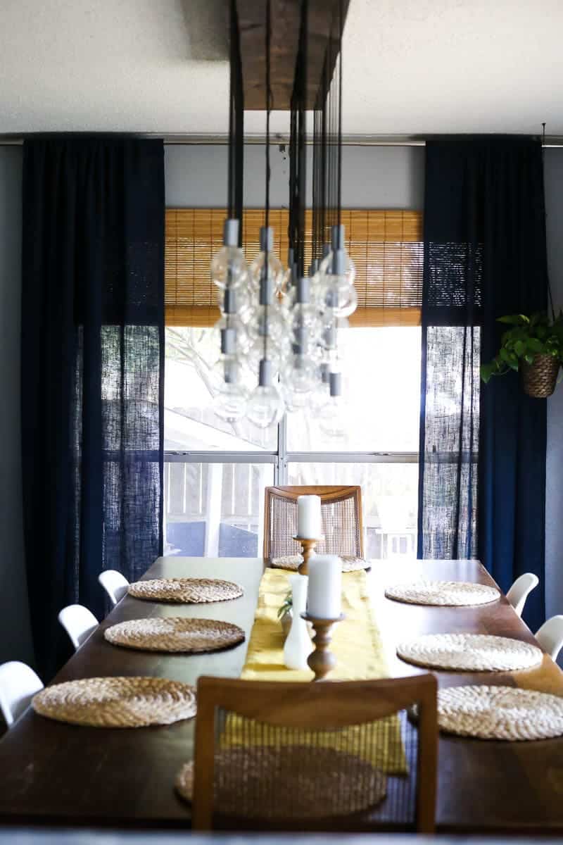 This dining room chandelier is a DIY project! It's so gorgeous, and actually really easy to make!