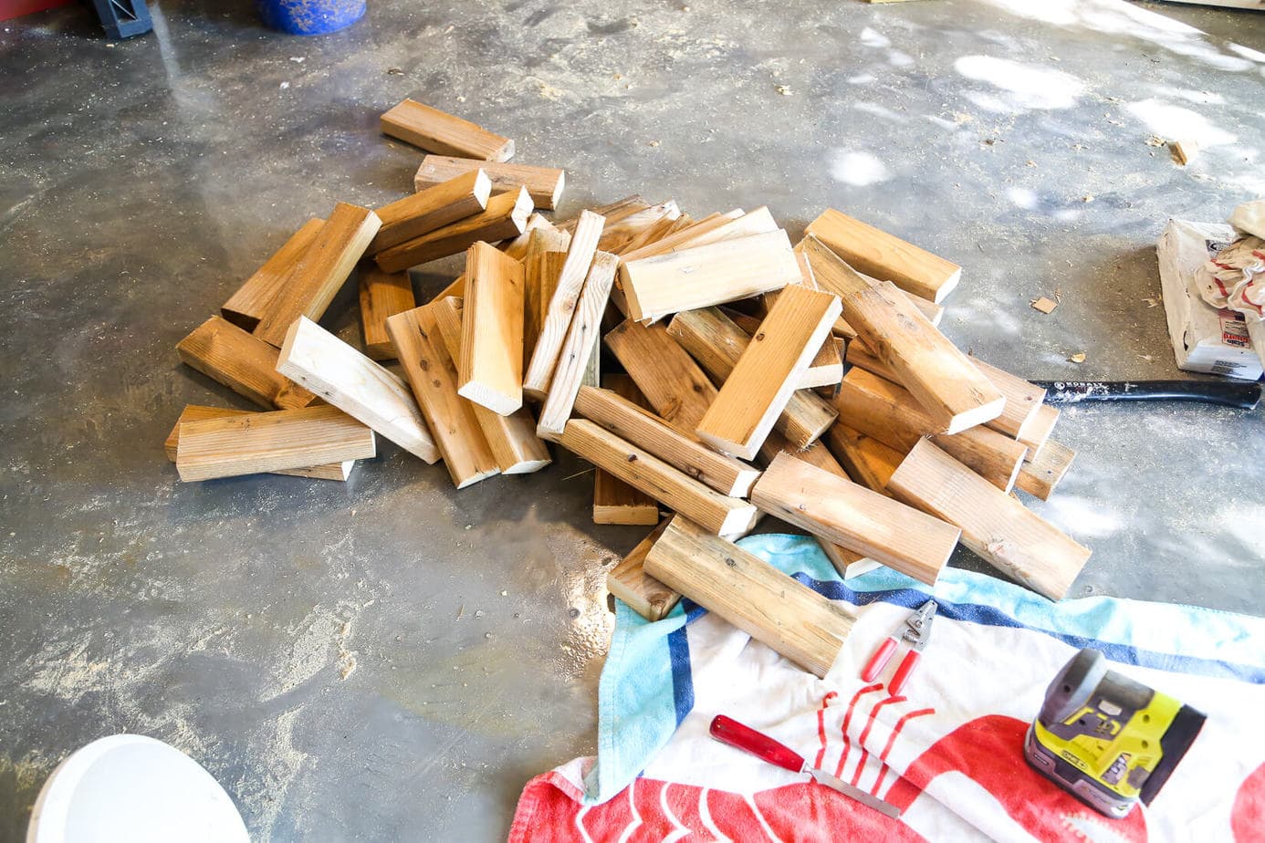 pile of blocks for yard jenga