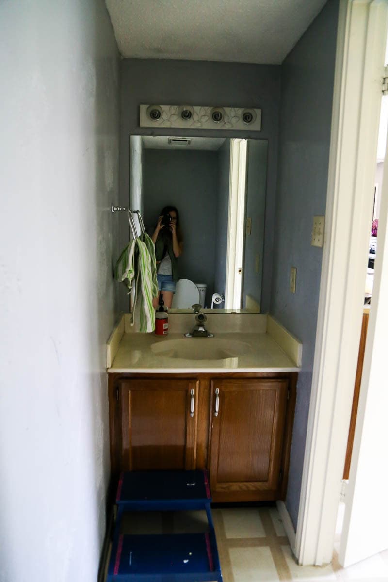 A quick look at the before images of a $100 powder room makeover
