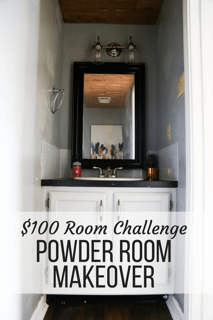 A fun $100 Room Challenge makeover - an easy powder room makeover