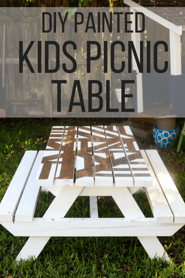 DIY Kids Picnic Table With a Geometric Painted Top // Love & Renovations