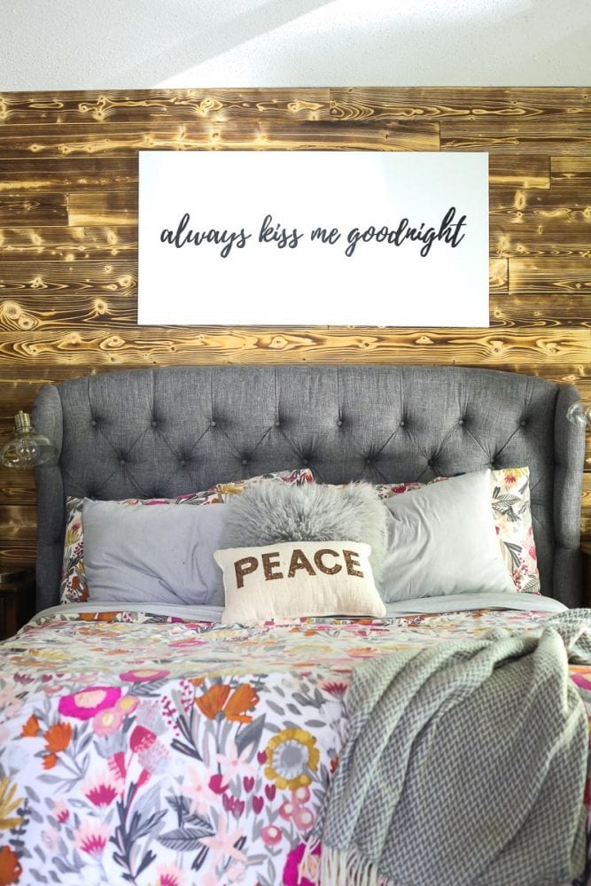 wood planked accent wall