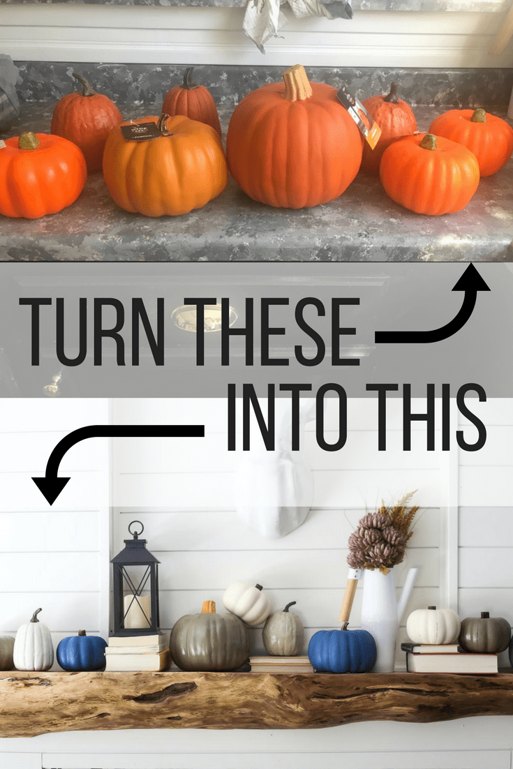 How to turn dollar store pumpkins into gorgeous DIY pumpkins that are painted to look like heirloom pumpkins. Gorgeous fall decor.