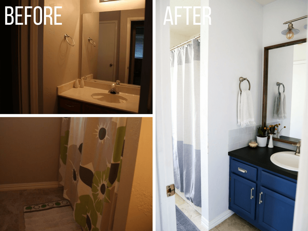 Bathroom before and after renovation
