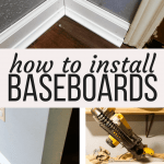 A DIY tutorial for how to install baseboards in your home using a nail gun, even if you've never done it before! This is a DIY project for the home that will make a major impact!