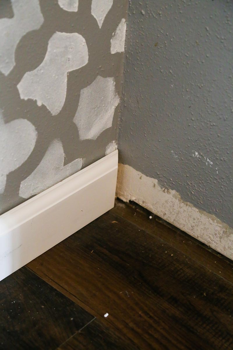 close up of baseboard with a mitered edge 