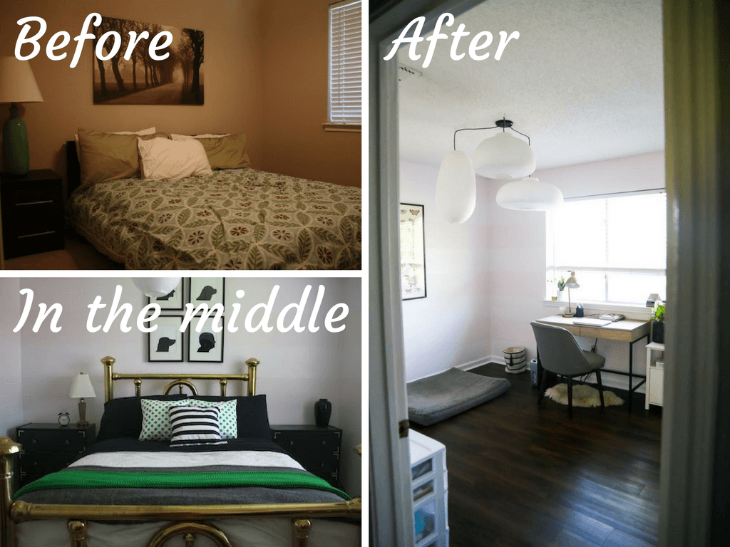 Bedroom before and after