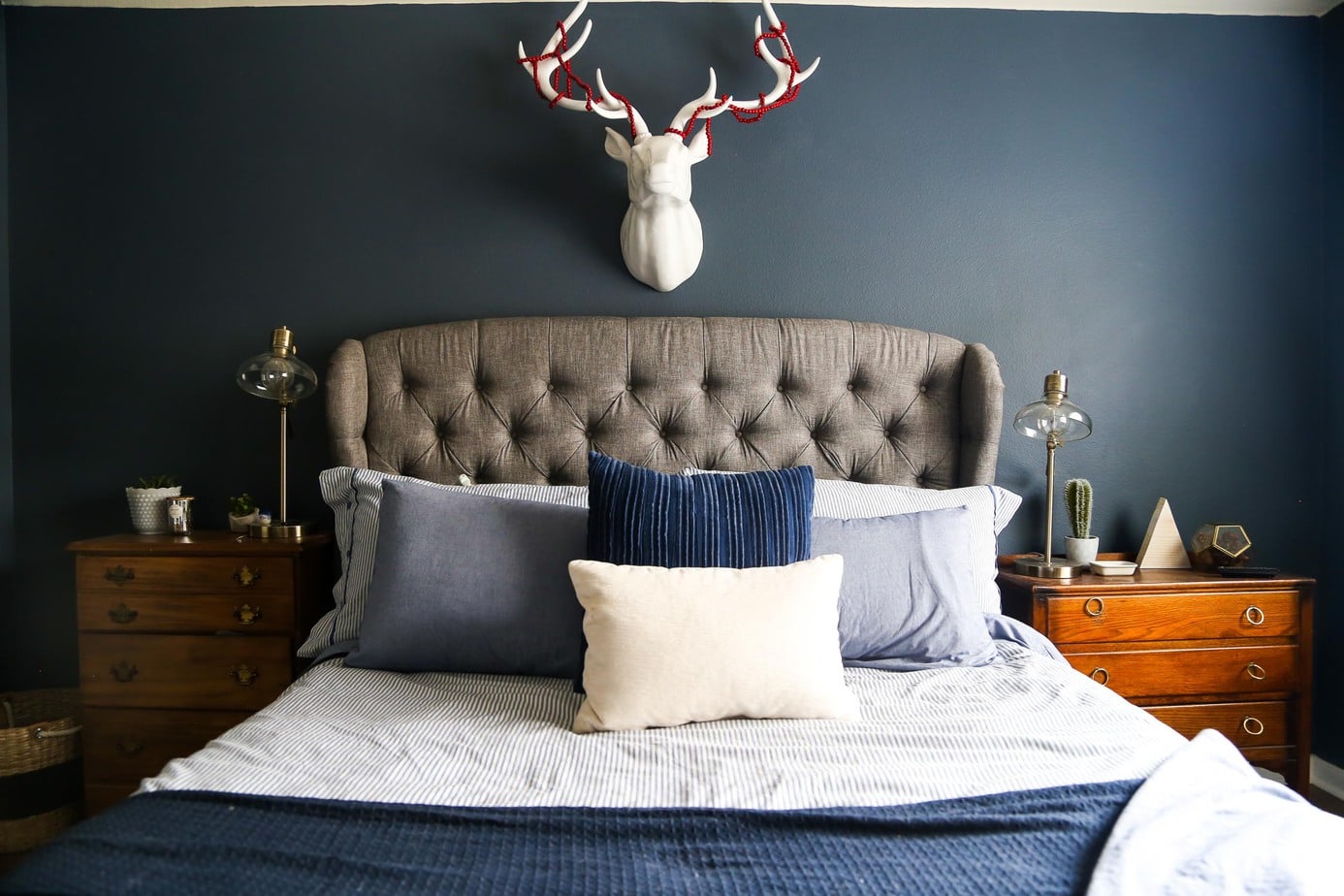 A cozy, moody, and beautiful master bedroom, along with an Eve Mattress review - all of the details on if you should get this mattress for your home.